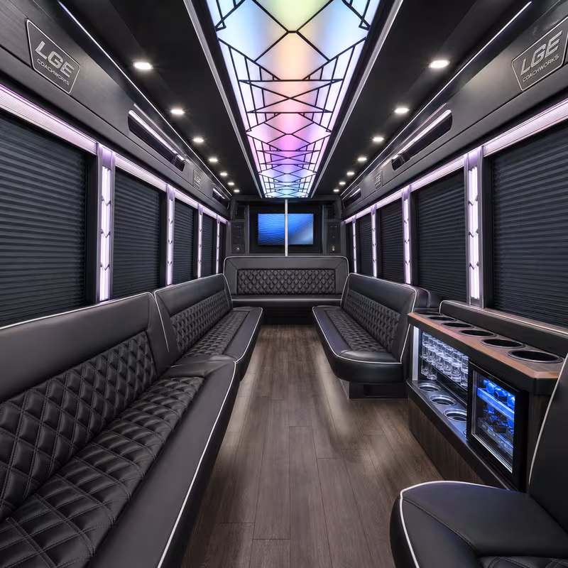 15 Passenger Party Bus Interior