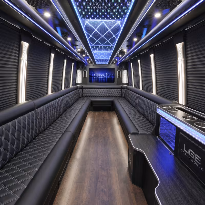 18 Passenger Party Bus Interior