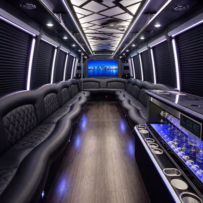 20 Passenger Party Bus Interior