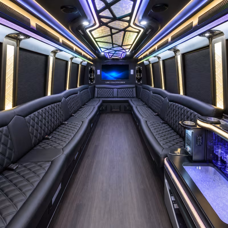 20 Passenger Party Bus Interior
