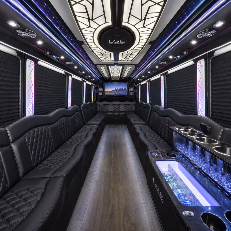 25 Passenger Party Bus Interior