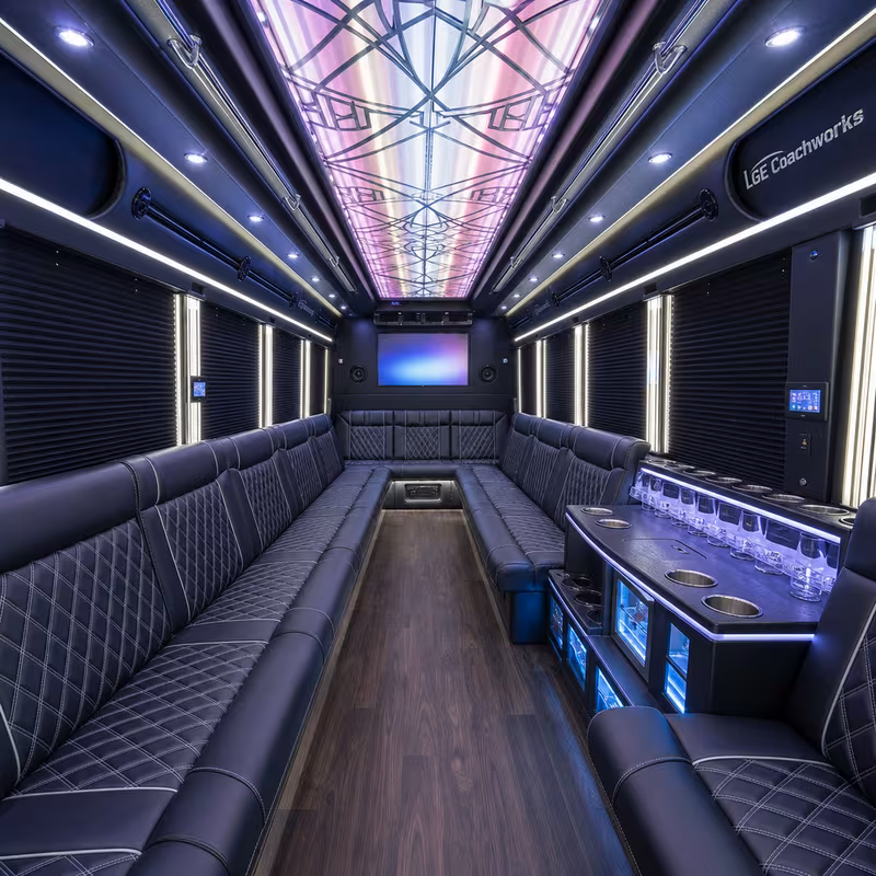 28 Passenger Party Bus Interior