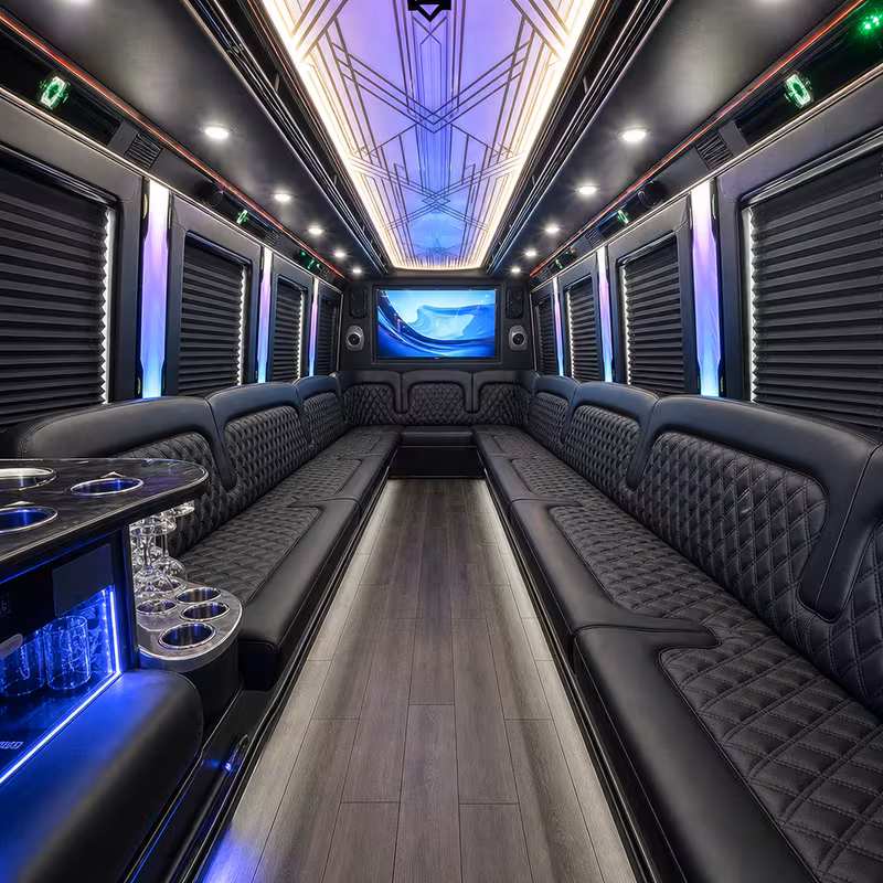40 Passenger Party Bus Interior