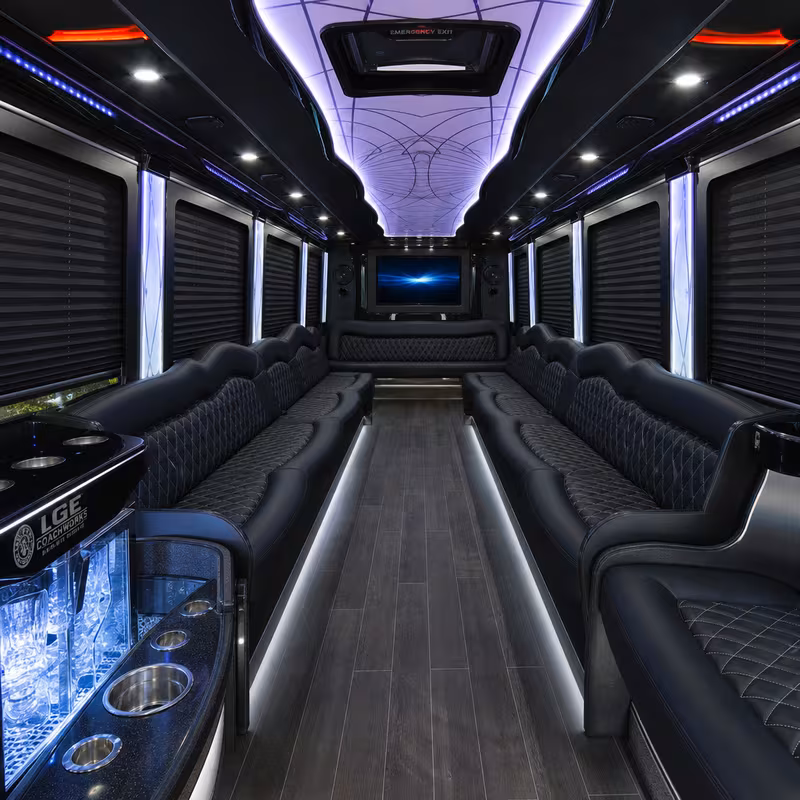 50 Passenger Party Bus Interior