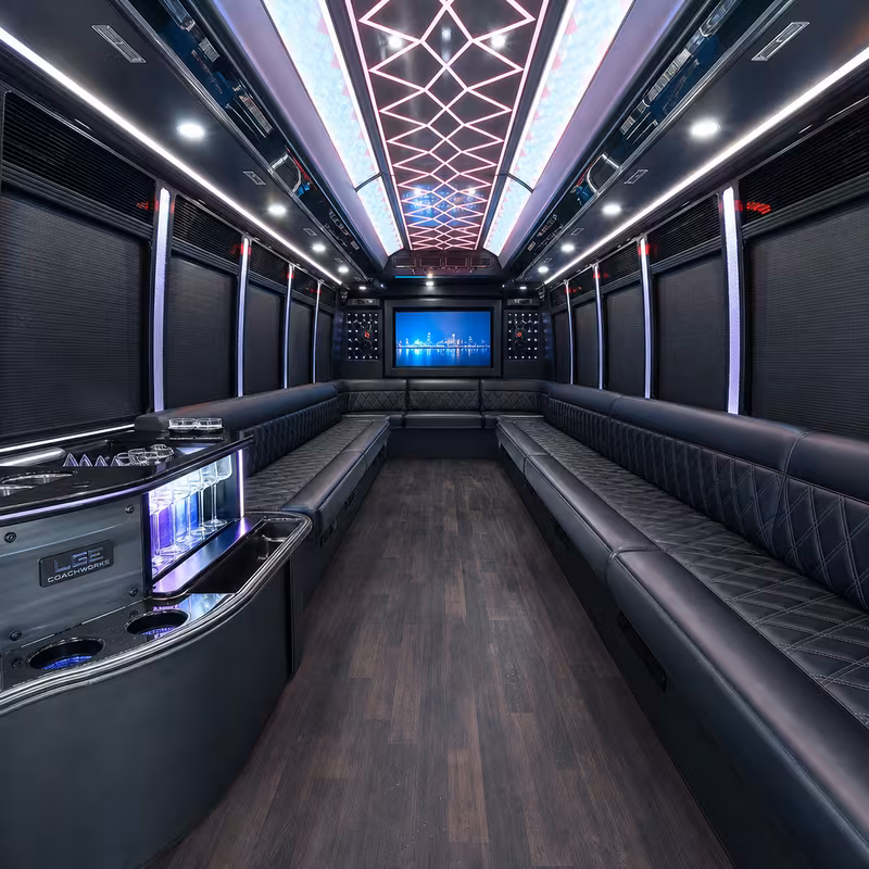 50 Passenger Party Bus Interior