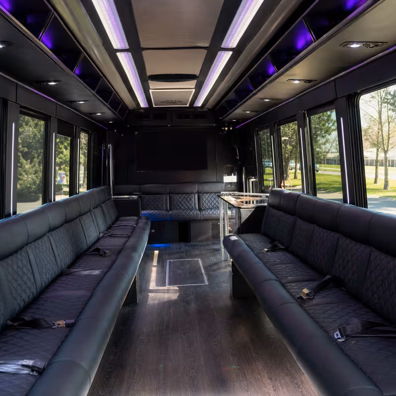 Passenger watching the Salem scenery during a regional party bus road trip