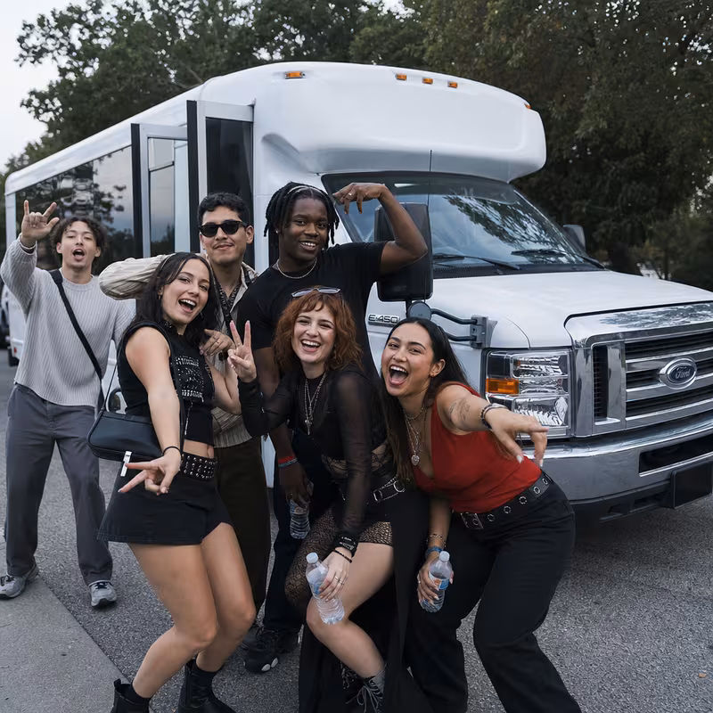 Black Mercedes Sprinter van staged for an Salem Concert Transportation group
