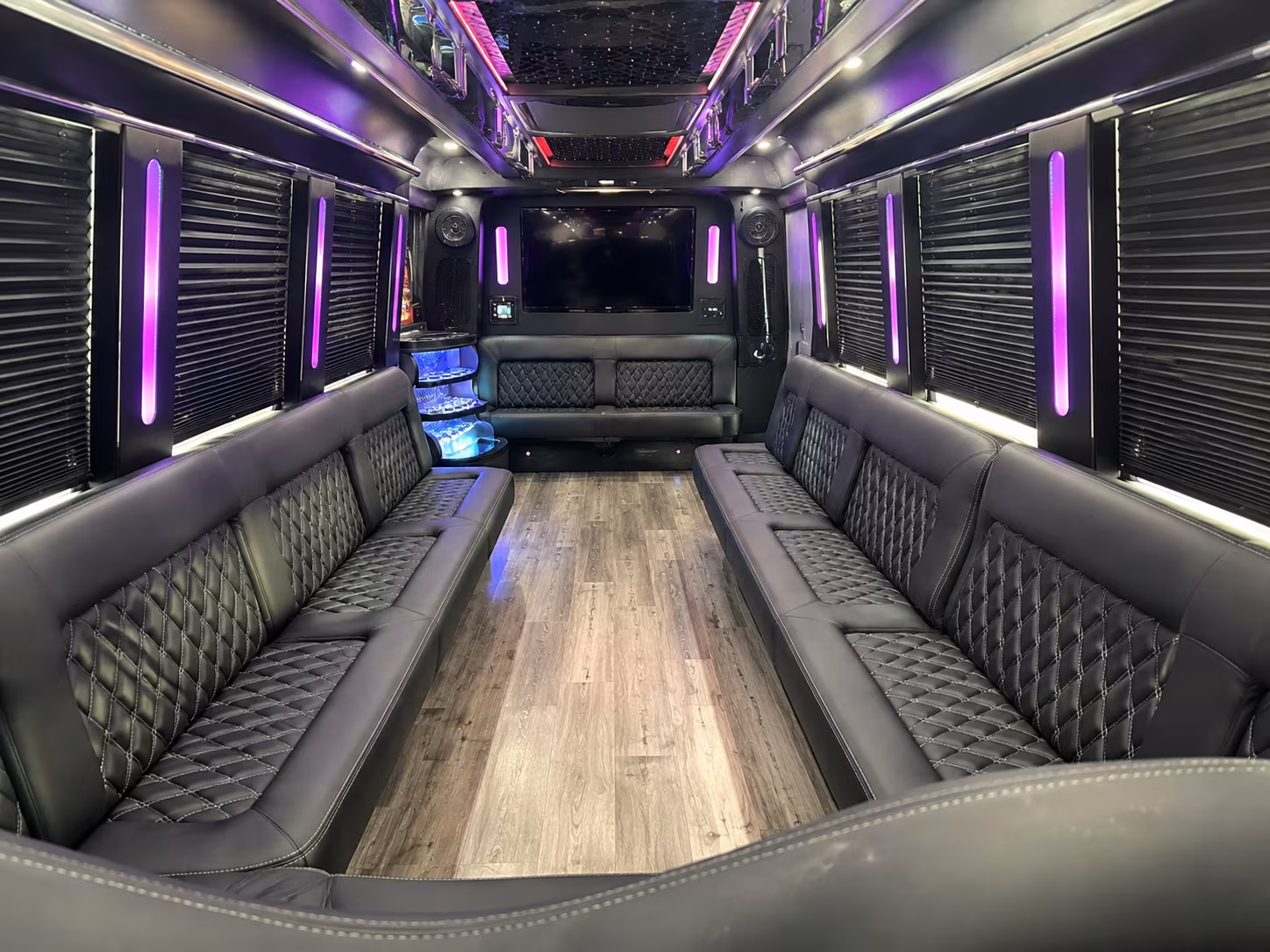 Interior of a party bus rental serving Salem